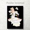 Poster - Anime girl on a black background, 60 x 90 см, Framed poster on glass