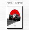 Постер - Formula 1 на красном полукруге, 30 x 45 см, Холст на подрамнике