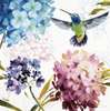 Poster - Hummingbird in flowers, 100 x 100 см, Framed poster on glass, Botanical