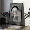 Poster - The girl on the background of the black and white city, 60 x 90 см, Framed poster on glass, Glamour