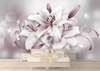 3D Wallpaper - White lilies with purple hues