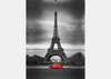 Wall Mural - Black and white Paris with a red car.