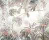 Wall mural - Palm trees and flowers in pale shades