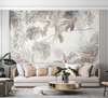 Wall mural - Palm trees and flowers in pale shades