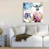 Poster - Hummingbird in flowers, 100 x 100 см, Framed poster on glass, Botanical