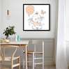 Poster - Baby elephant with a butterfly and a balloon, 100 x 100 см, Framed poster on glass, For Kids