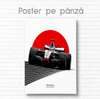 Poster - Formula 1 pe un semicerc roșu, 60 x 90 см, Poster inramat pe sticla