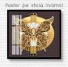 Poster - Golden butterfly on a brown background, 100 x 100 см, Framed poster on glass, Glamour