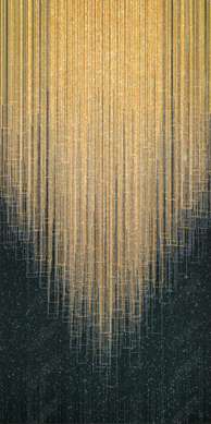 Постер - Черно золотая абстракция, 30 x 60 см, Холст на подрамнике, Абстракция