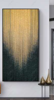 Poster - Abstracția auriu cu negru, 30 x 60 см, Panza pe cadru, Abstracție