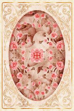 Фотообои - Нежный розовый с цветами потолок