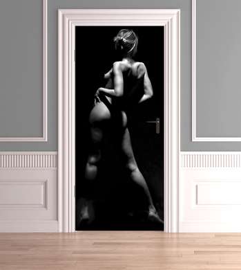 3D door sticker, Black and white nude, 60 x 90cm, Door Sticker