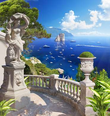 Wall Mural - Roman statue and blue sea