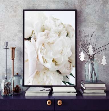 Poster - Bujorul alb, 30 x 60 см, Panza pe cadru, Botanică