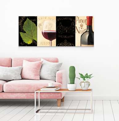 Poster - Wine sets, 90 x 45 см, Framed poster on glass, Provence