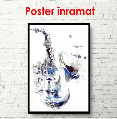 Poster - Oraș muzical, 60 x 90 см, Poster inramat pe sticla, Minimalism
