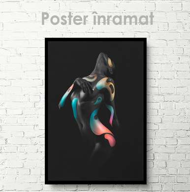 Poster - Vopsele neon pe un corp feminin, 30 x 45 см, Panza pe cadru, Nude