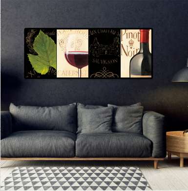 Poster - Wine sets, 90 x 45 см, Framed poster