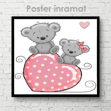 Poster - Două animale mici drăguțe, 40 x 40 см, Panza pe cadru, Pentru Copii