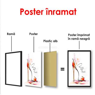 Poster - Papuci roșii pe un fundal alb, 60 x 90 см, Poster inramat pe sticla, Minimalism