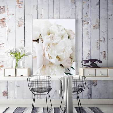 Poster - Bujorul alb, 30 x 60 см, Panza pe cadru, Botanică