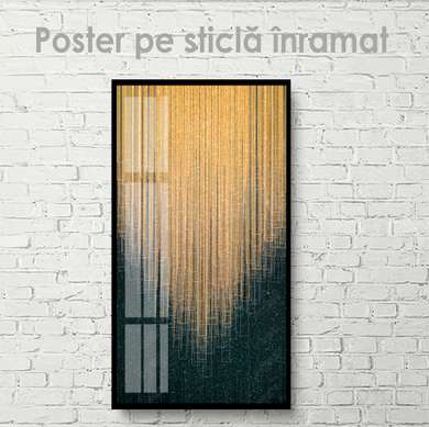 Постер - Черно золотая абстракция, 30 x 60 см, Холст на подрамнике, Абстракция