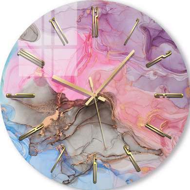 Ceas din sticlă - Fluid multicolor, 40cm