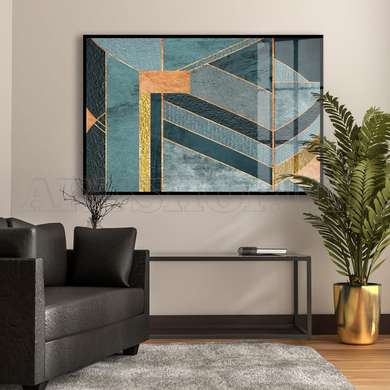 Poster - Modern Line Geometry, 90 x 60 см, Framed poster on glass, Abstract