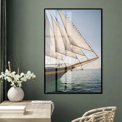 Poster - Ship at dawn, 45 x 90 см, Framed poster, Transport