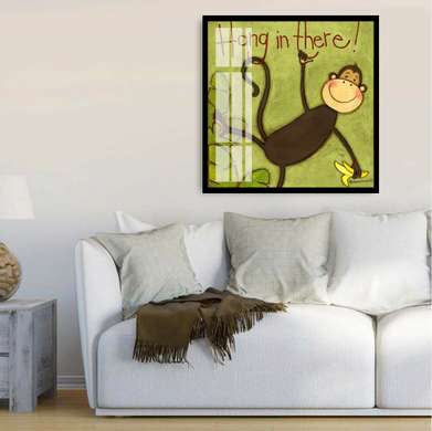 Постер, Веселая обезьянка, 40 x 40 см, Холст на подрамнике, Животные