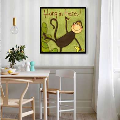 Poster, Maimuță amuzantă, 40 x 40 см, Panza pe cadru, Animale