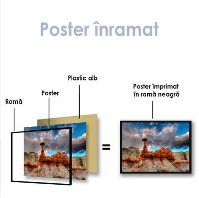 Poster - Stânci antice în deșert, 45 x 30 см, Panza pe cadru, Natură