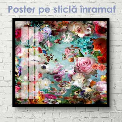 Постер - Цветы, 40 x 40 см, Холст на подрамнике, Цветы