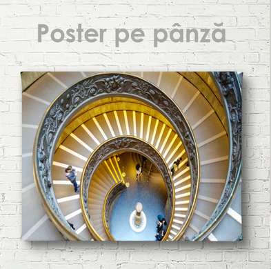 Постер - Закругленная лестница, 90 x 60 см, Постер на Стекле в раме