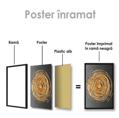 Poster - Cercuri de aur, 30 x 45 см, Panza pe cadru, Abstracție
