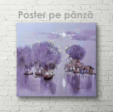 Poster - Village on the water, 100 x 100 см, Framed poster on glass, Nature