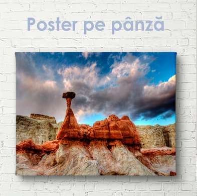 Poster - Stânci antice în deșert, 45 x 30 см, Panza pe cadru, Natură