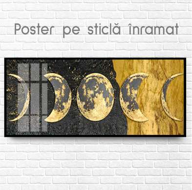 Poster - Fazele lunii, 150 x 50 см, Poster inramat pe sticla