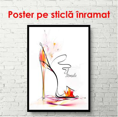 Poster - Red shoe on a white background, 60 x 90 см, Framed poster, Minimalism