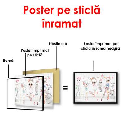 Poster - Păpuși desenate, 90 x 45 см, Poster înrămat, Pentru Copii