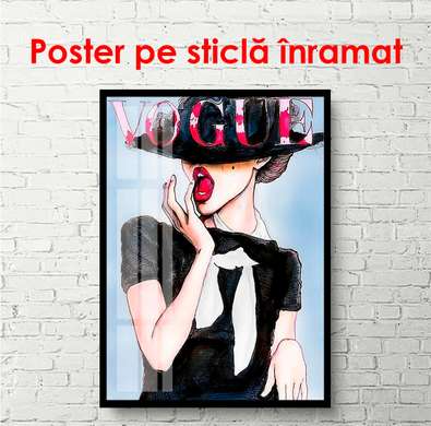 Постер - Девушка в черном платье и шляпе, 60 x 90 см, Постер в раме, Прованс