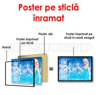 Постер - Девочка в голубом платье, 90 x 60 см, Постер на Стекле в раме, Для Детей