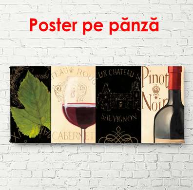 Poster - Seturi de vinuri, 90 x 45 см, Poster inramat pe sticla