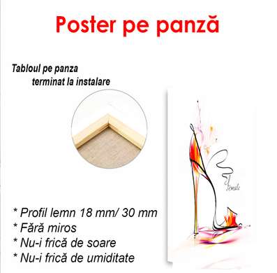 Постер - Красная туфелька на белом фоне, 60 x 90 см, Постер в раме, Минимализм
