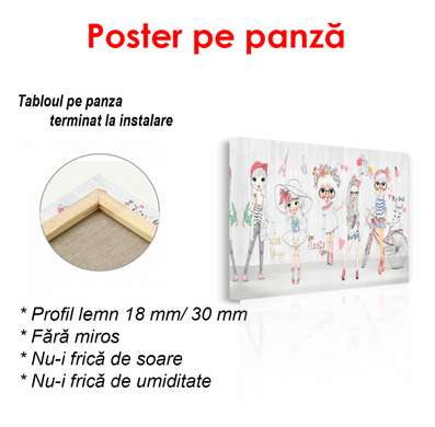 Poster - Păpuși desenate, 90 x 45 см, Poster înrămat, Pentru Copii