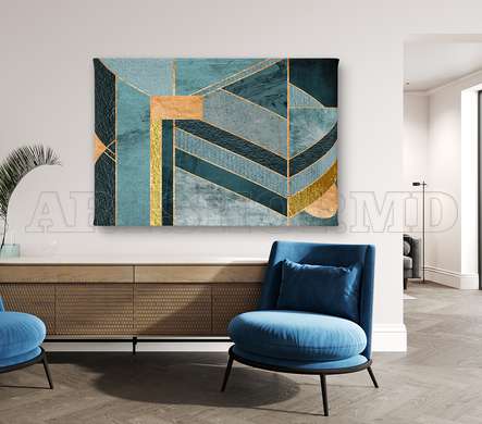 Poster - Geometrie liniară modernă, 90 x 60 см, Poster inramat pe sticla, Abstracție