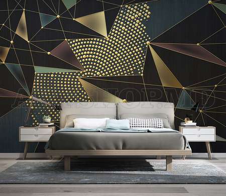 Wall mural, Embossed geometric sculpture from the line