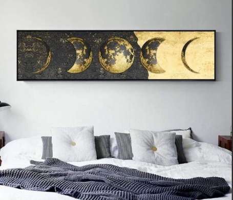 Poster - Phases of the moon, 150 x 50 см, Framed poster on glass, Glamour