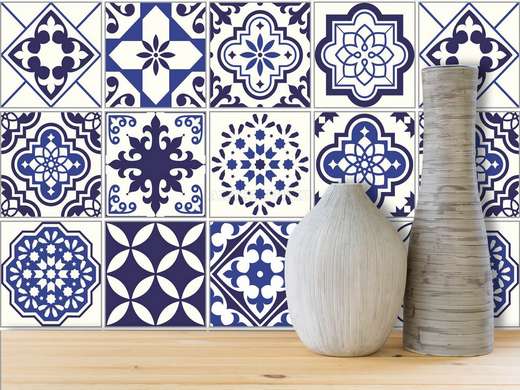 Ceramic tiles with dark blue ornaments, Imitation tiles