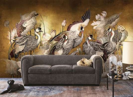 Wall Mural - Graceful birds on a bright background